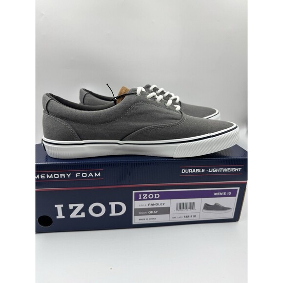 Izod Men's Rangley Canvas Memory Foam Gray Lace Up Sneaker Shoes Size 10 New - Picture 12 of 16